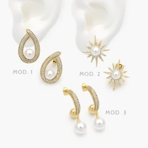 Aretes Perlas Chapa de Oro 715