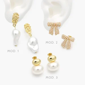 Aretes Perlas Chapa de Oro 716
