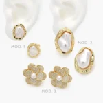 Aretes Perla Chapa de Oro 717
