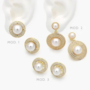 Aretes Perla Chapa de Oro 718