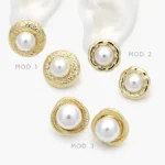 Aretes Perla Chapa de Oro 719