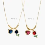 Collar Corazón & Flor Chapa de Oro 569