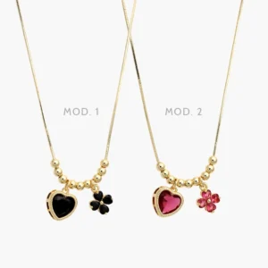 Collar Corazón & Trébol Chapa de Oro 570
