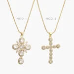 Collar Cruz Zirconias Chapa de Oro 415