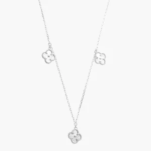 Collar Plata .925 Flores Trébol 0129
