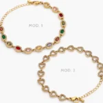 Pulsos Zirconias de Colores Corazones Acero Inoxidable 855