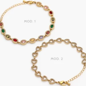 Pulsos Zirconias de Colores Corazones Acero Inoxidable 855