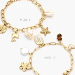 Pulsos Delfin Concha Estrella de Mar Rosa Perlas Acero Inoxidable 857