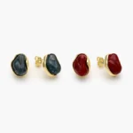 Aretes Acrílico Chapa de Oro 686 - Azul Marino