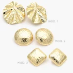 Aretes Chunky Lisos Sin Piedras Chapa de Oro 724