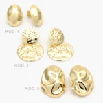 Aretes Chunky Lisos Sin Piedras Chapa de Oro 726
