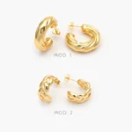 Aretes Chunky Eslabones Chapa de Oro 728