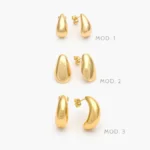 Aretes Gotas Lisos Sin Piedras Chapa de Oro 729