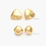 Aretes Chunky Traingulo Rombo Chapa de Oro 730 - Modelo 1