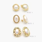 Aretes Perlas Chapa de Oro 739 - Modelo 1