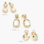 Aretes Perlas Colgantes Chapa de Oro 740