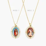 Collar Virgen de Guadalupe Perlas Chapa de Oro 420