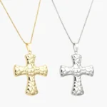 Collar Cruz Chunky Liso Sin Piedras Chapa de Oro/Rodio 443