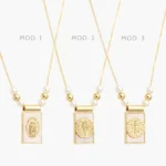 Collar Relicario Virgen Guadalupe San Benito Perlas Chapa de Oro 445 - Modelo 1
