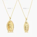 Collar Virgen Guadalupe Liso sin Piedras Chapa de Oro 448