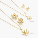 Juego Flores Perlas Chapa de Oro 165 - Modelo 1