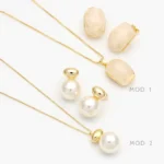 Juego Acrílico Blanco Perlas Chapa de Oro 170 - Modelo 1