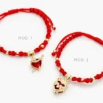 Pulso Tejido Sagrado Corazón Zirconia Roja Chapa de Oro 305