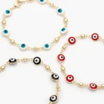 Pulso Ojo Turco Blanco Rojo y Negro Chapa de Oro 307