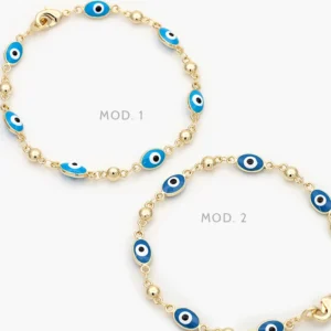 Pulso Ojo Turco Azul Marino y Cielo Chapa de Oro 310