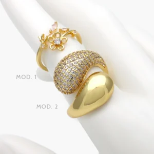 Anillo Ajustable Chapa de Oro Zirconias 1349
