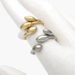 Anillo Ajustable Chunky Hoja Chapa de Oro 1364