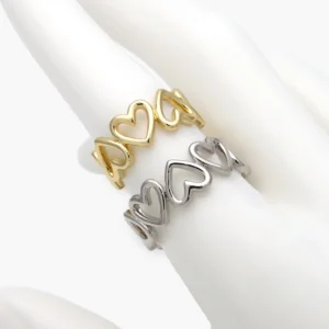 Anillo Ajustable Chapa de Oro Corazones 1375