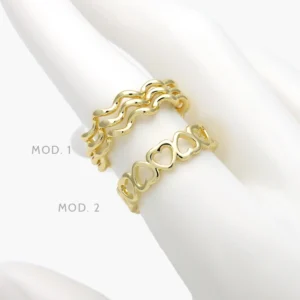 Anillo Ajustable Chapa de Oro Corazones 1390