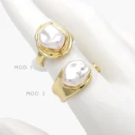 Anillo Ajustable Chapa de Oro Perla 1391