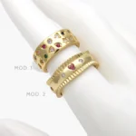 Anillo Ajustable Chapa de Oro Corazones Zirconias 1392