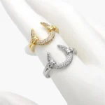 Anillo Ajustable Chapa de Oro Herradura Zirconias 1398