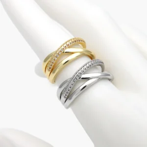 Anillo Ajustable Chapa de Oro Zirconias 1399