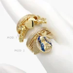 Anillo Ajustable Zirconias Chapa de Oro 1403