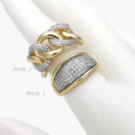 Anillo Eslabones Zirconias Chapa de Oro 1407