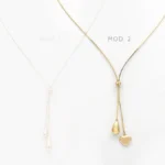 Collar Corbatín Gota Corazón Liso Sin Piedra Chapa de Oro 0704 - Modelo 1