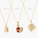 Collar Relicario Sagrado Corazón Perlas Chapa de Oro 720 - Modelo 1