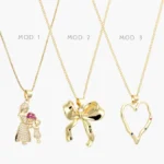 Collar Moño Corazón Mamá e Hija Chapa de Oro 722 - Modelo 1