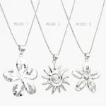 Collar Flor Sol Lisa sin Piedras Chapa de Rodio 725