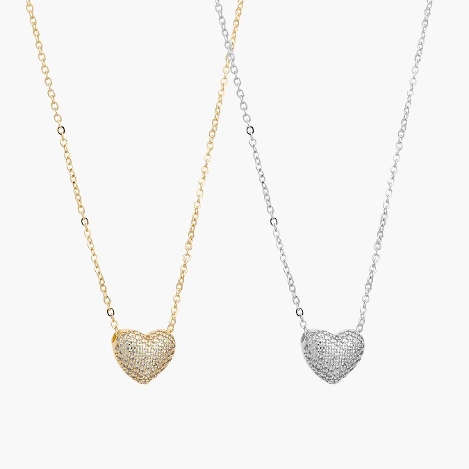 CTD726 Collar Corazon Zirconias Blancas Chapa de Oro/Rodio 726 - Image 1