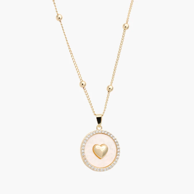 CTD728 Collar Corazón Zirconias Blancas Chapa de Oro 728 - Image 1