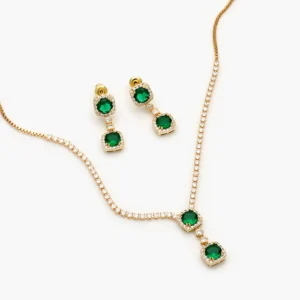 Set Fiesta Chapa de Oro Zirconia Verde 0103