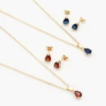 Juego Zirconias Rojas y Azules Chapa de Oro 158