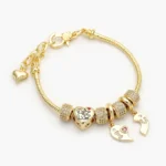 Pulso Armados Corazones Mascota Zirconias Chapa de Oro 0779