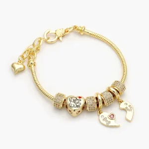 Pulso Armados Corazones Mascota Zirconias Chapa de Oro 0779