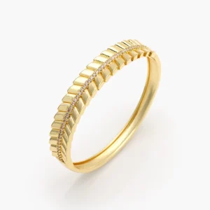 Brazalete Zirconias Blancas Chapa de Oro 0793